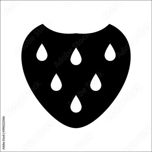 A black face mask with water droplets on a white background, highlighting the importance of protection and hygiene during a pandemic, shown in silhouette mode.