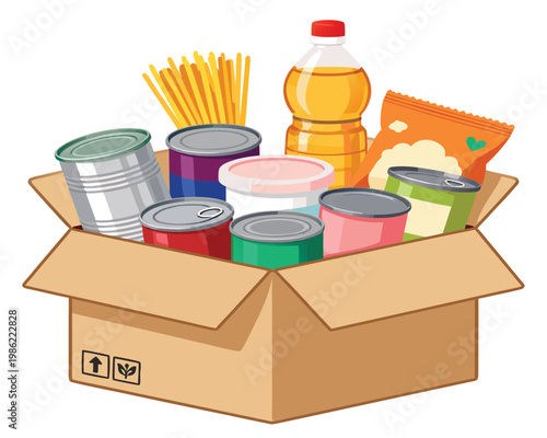 Charity Food Distribution | Box of Supplies for Needy Families