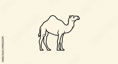 Minimalist Line Art Camel Icon