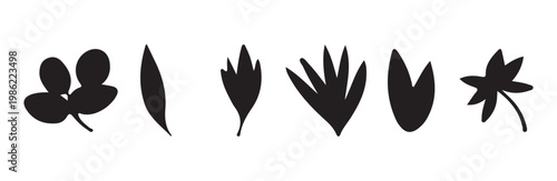 Hand drawn abstract leaf silhouettes for creative branding and contemporary pattern creation