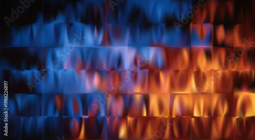 Ice fire bg. Red and blue ribbed glass background.