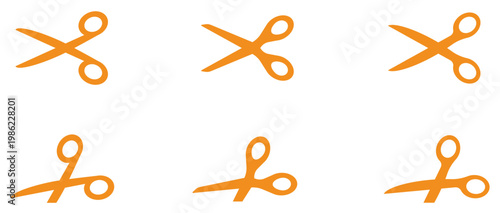 ハサミのシルエットアイコンイラストオレンジ