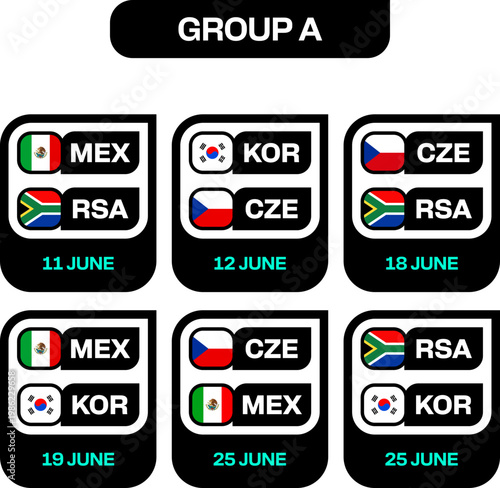 Football 2026 Tournament Group Stage Matches Fixtures Schedule Presentation, Modern Stylized Vector Design Layout Template.