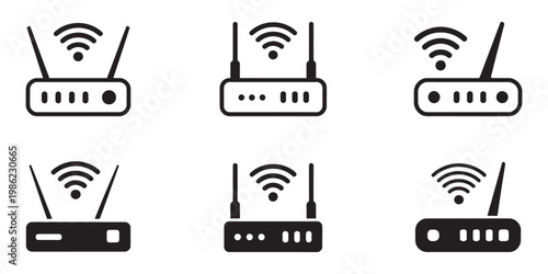 Router icon Wi-Fi modem vector illustration, wireless network connection symbol, internet signal sign, flat design isolated