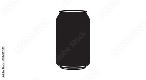 Black silhouette of a soda can, simple vector illustration on white background.