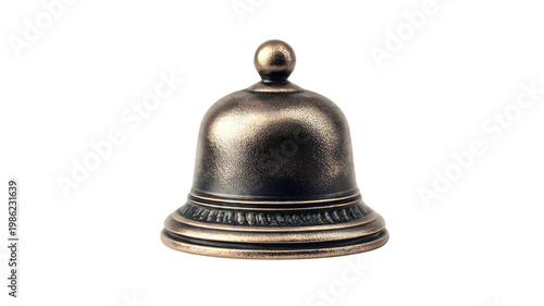 Vintage Brass Bell Ornament on Transparent Background