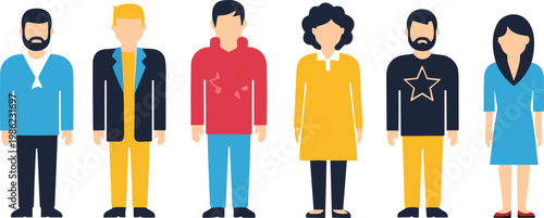 Flat people characters set with diverse men and women avatars modern casual outfits human figures illustration collection