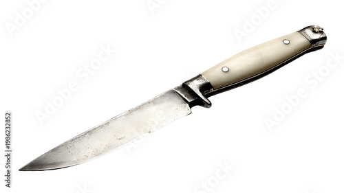 Vintage Pocket Knife with Ivory Handle on Transparent Background