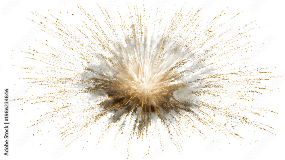 Obraz premium Explosive Sparkle Burst Gold White on Black