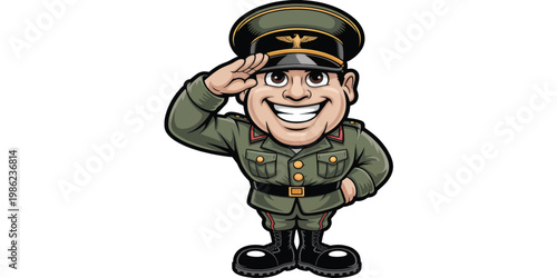 cartoon soldier man holding gun illustration vector character in uniform military style