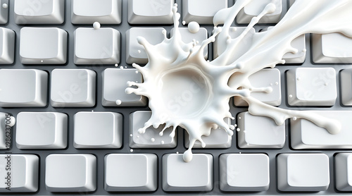Wallpaper Mural White keyboard key with dramatic milk splash on top in close up, spill mess concept with dynamic liquid motion and soft shadows Torontodigital.ca