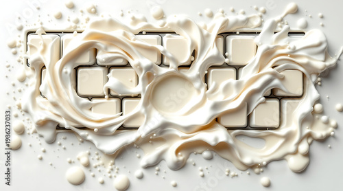 Wallpaper Mural Keyboard cream splash over white keys top view glossy liquid motion and soft texture evoke playful mess Torontodigital.ca