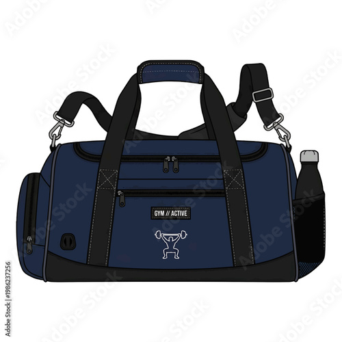 Stylish and functional gym bag, ready for workout sessions. 