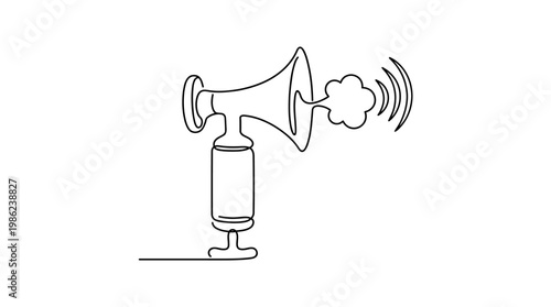 Fog Horn Single Continuous Line Drawing Minimal Monoline Nautical Sound Signal Vector Illustration