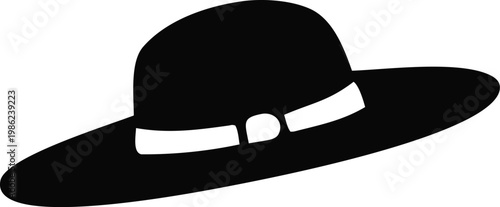 Fedora Hat Silhouette, Classic Fashion Hat Vector Illustration, Stylish Brim Hat Icon