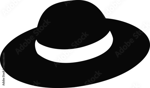 Fedora Hat Silhouette, Classic Fashion Hat Vector Illustration, Stylish Brim Hat Icon
