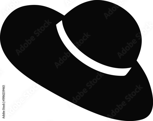 Fedora Hat Silhouette, Classic Fashion Hat Vector Illustration, Stylish Brim Hat Icon