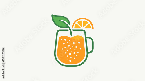 Fresh orange juice glass icon illustration.