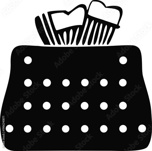 women’s handbag silhouette, front view, simple tote bag with rounded handles