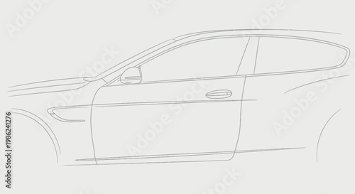 Minimalist side profile line art drawing of a modern luxury sports car showcasing sleek aerodynamic contours and elegant styling for automotive design and engineering projects