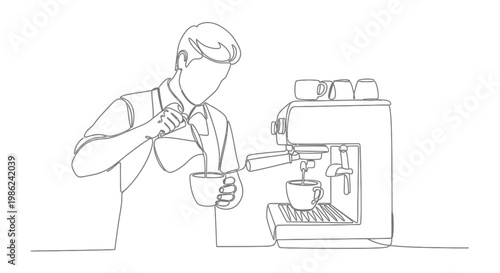 Man making coffee with espresso machine.