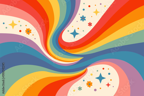 Abstract Rainbow Wave Background. Colorful abstract background with flowing rainbow shapes. Perfect for posters, social media, and modern designs.