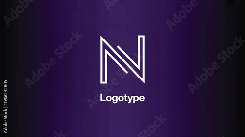 Minimalist n-shape with purple background, minimalist n-shape purple background