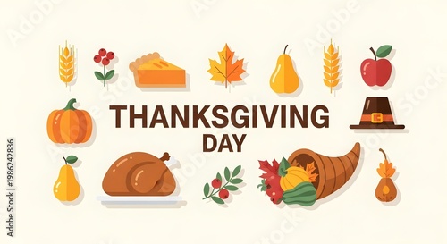 Thanksgiving day with harvest and text holiday autumn