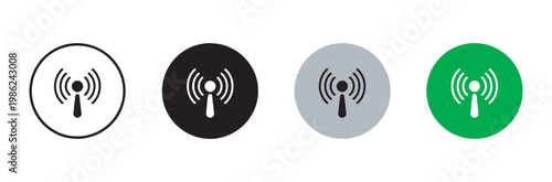 Hotspot buttons icon set, Wi Fi connection status mobile phone antenna symbol digital wireless network modem mode vector illustration set