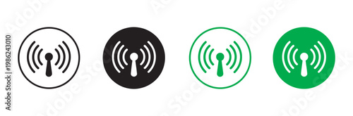 Hotspot buttons icon set, Wi Fi connection status mobile phone antenna symbol digital wireless network modem mode vector illustration set