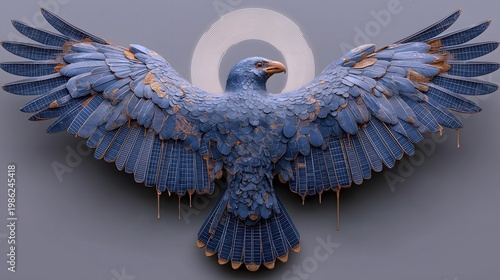 World Earth Day Icarus' Sun PV Burn Illustration, Hyperrealistic Icarus Falling, PV Panel Wings, Molten Metal & Oil Slick Use