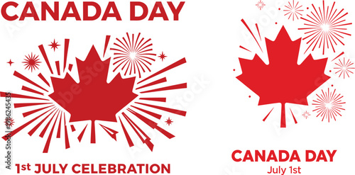 Canada day celebration with maple leaf and fireworks national holiday july 1st