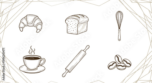 Baking and coffee icons in brown.