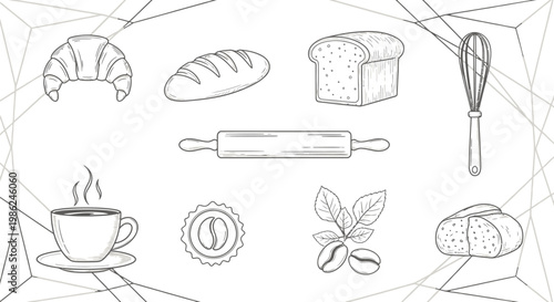 A collection of baking and coffee icons.
