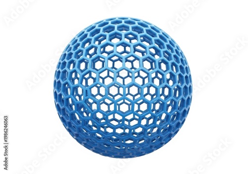 A blue ball with a honeycomb pattern on it