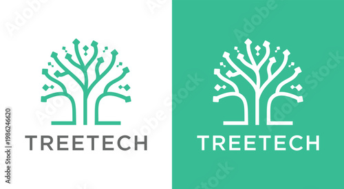 Abstract Tree Technology Logo Design.