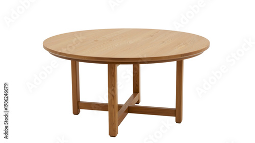 Retro Round Wooden Table in Clean Studio Setting for Home Decor