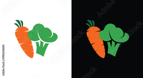 Carrot and Broccoli Healthy Food Icon.
