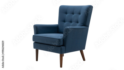 Wallpaper Mural Retro Blue Armchair in Minimalist Studio Setting for Clean Aesthetic Torontodigital.ca