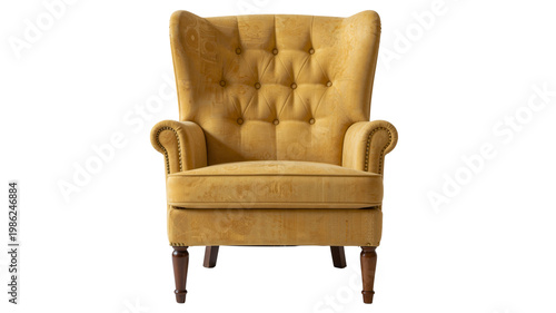 Wallpaper Mural Retro Clean Studio Product Armchair with Yellow Upholstery and Wood Legs Torontodigital.ca