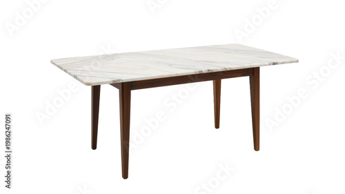 Retro Clean Studio Table with Marble Top and Wooden Legs