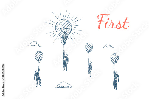 First - Bright idea balloon lifts people, striving to lead