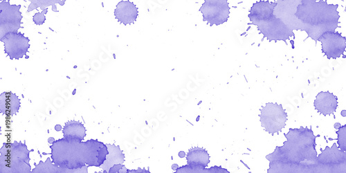 Canvastavla Dark blue watercolor ink splatters on a black background create a moody artistic