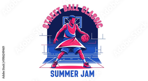 Streetball Classic Event Illustration Depicting a Basketball Player in a Dynamic Artistic Pose