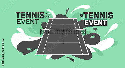 Stylish And Modern Tennis Event Advertisement On Vibrant Green Background For Promotions