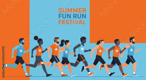 Summer Fun Run Festival Event Diverse Group Running
