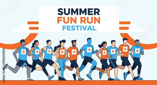 Summer Run Festival: Energetic People Engaging in Joyful Athletic Endeavor