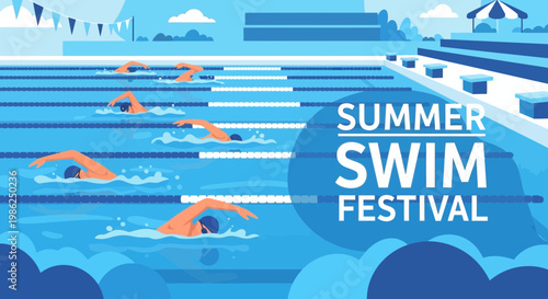 Summer Swim Festival: An Artistic Illustration of Water Sports and Leisure Activity