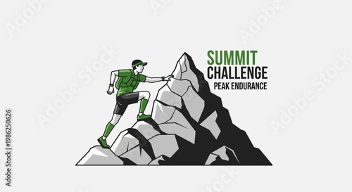 Summit Challenge: An Athlete Climbing a Mountain Demonstrating Strength and Determination