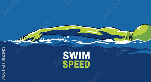 Swimming Athlete Demonstrating High Speed and Powerful Strokes in the Water Motion